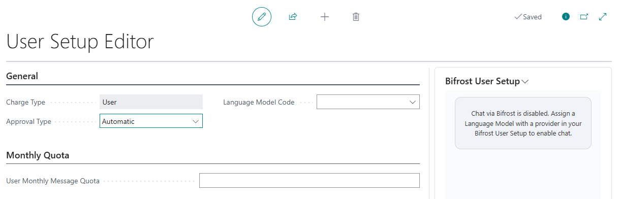 On the Bifröst user setup, the chat says that it is disabled while no language model is chosen