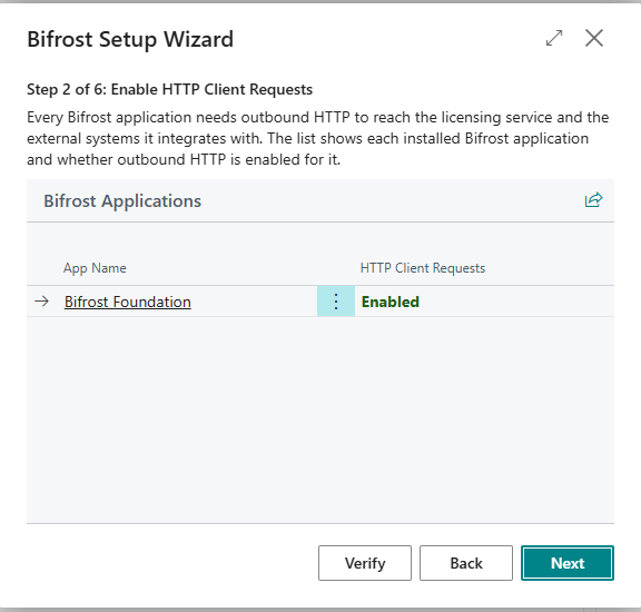 Step 2: outbound HTTP for each Bifröst app