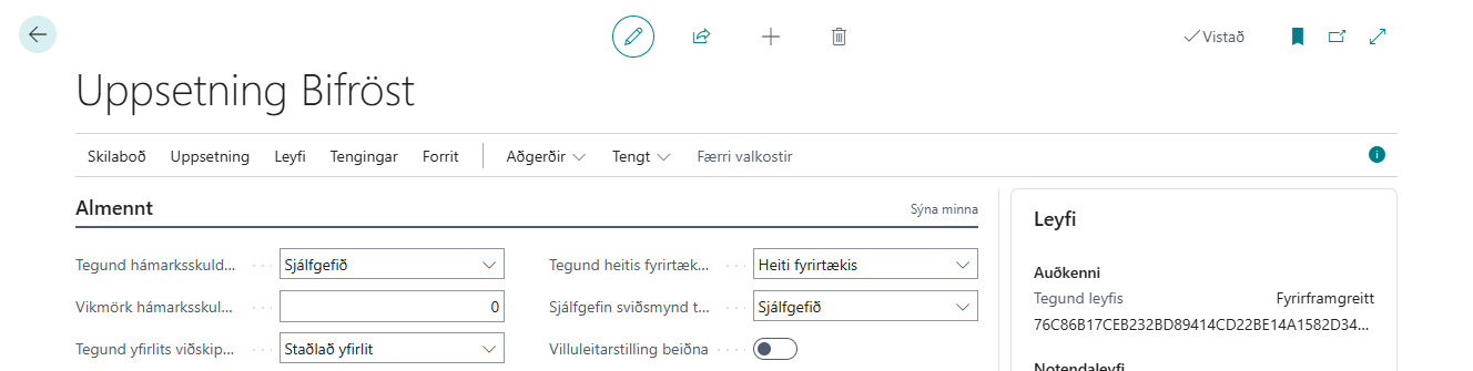 Uppsetning Bifröst eftir leiðsögnina
