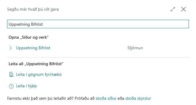 Leitin finnur Uppsetningu Bifröst